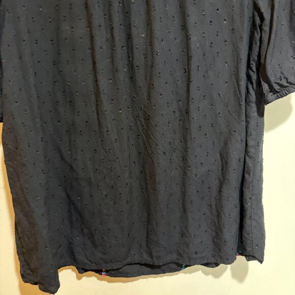 Sundance Dalilah Floral Embroidered Swiss Dot Blouse Black - Picture 11 of 11